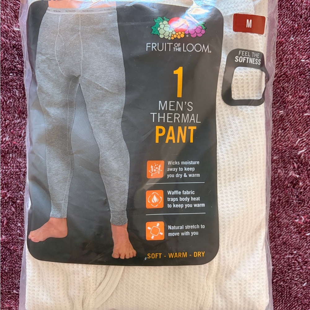 Fruit of the Loom Men's White Thermal Pant